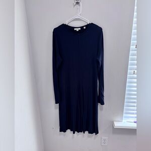 Vince Navy Long Sleeve Crewneck Midi Dress